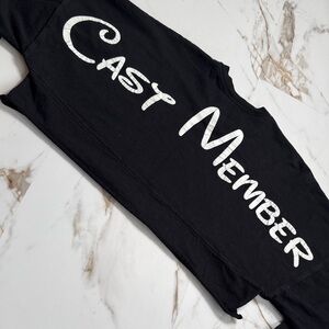 Disney Parks Spirit Jersey Cast Member Long Sleeve Cropped Shirt Sz S Spellout